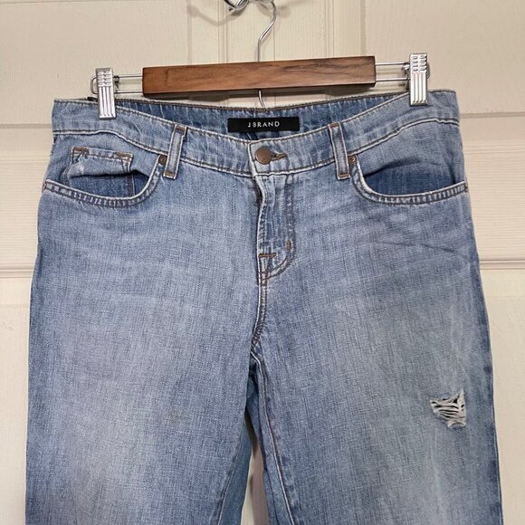 J Brand Womens Light Wash Distressed Relaxed Aidan Larkin Straight Jeans Size 26 - Picture 7 of 9